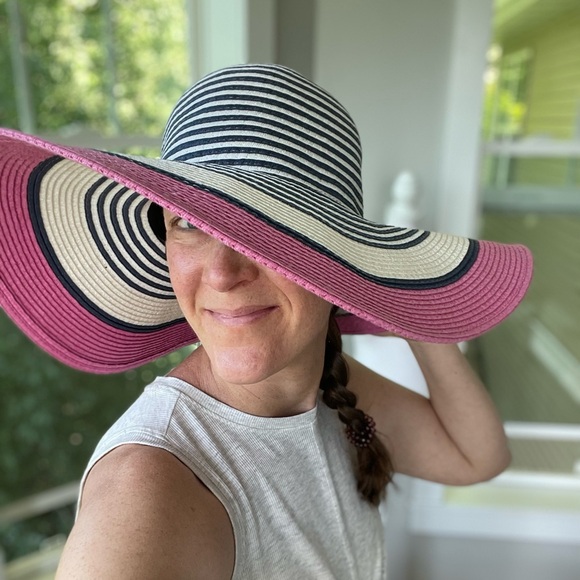 Striped Sun Hat Pink White Navy NWOT main image 8